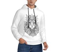 Buewutiry Felpe con cappuccio da uomo - Intricato Cat Mandala a maniche lunghe da uomo felpe con cappuccio e felpe pullover abbigliamento abbigliamento, nero, 4X-Large