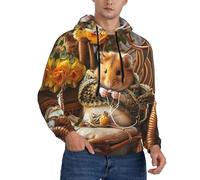 Buewutiry Felpe con cappuccio da uomo - Moderno Floral Preservativi Indiani Manica Lunga Uomini Felpe e Felpe Pullover Abbigliamento, Nero , M