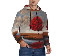 Buewutiry Felpe con cappuccio da uomo - Red Tree by a River a maniche lunghe da uomo Felpe e felpe Pullover Abbigliamento, Nero , S