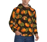 Buewutiry Felpe con cappuccio da uomo - Zucca acero foglie cadute a maniche lunghe per gli uomini Felpe & felpe maglione abbigliamento, Nero , XL