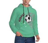 Buewutiry - Felpe da uomo con cappuccio Ball Inside The Net Goal a maniche lunghe da uomo, Nero , XL