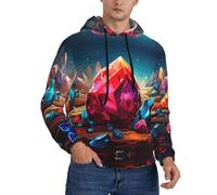 Buewutiry Felpe da uomo con cappuccio - Colorful Stone World a maniche lunghe da uomo, Nero, S