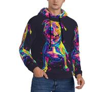 Buewutiry Felpe da uomo con cappuccio - Neon Pop Art Pitbull a maniche lunghe da uomo, Nero , XXL