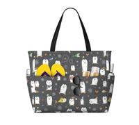 Buewutiry Grande borsa da spiaggia impermeabile e resistente alla sabbia, simpatica borsa da spiaggia con pinguino carino da donna con cerniera