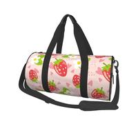 Buewutiry Grande borsa da viaggio in tela bella borsa da palestra rosa fragola per donne e uomini borse da viaggio pieghevoli per donne e uomini con tasche multiple con cerniera