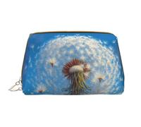 Buewutiry Grande borsa da viaggio per il trucco, con dente di leone e mongolfiera, in pelle PVC, portatile, da donna, con cerniera, per la cura della pelle, trousse per trucchi e articoli da toeletta