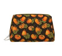 Buewutiry Grande borsa da viaggio per il trucco, con foglie d'acero e zucca, in pelle PVC, portatile, con cerniera, borsa per la cura della pelle, trousse per trucchi da donna