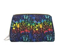 Buewutiry Grande borsa da viaggio per il trucco, con funghi magici e fiori, in pelle PVC, portatile, con cerniera, borsa per la cura della pelle, trousse per trucchi da donna