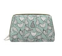 Buewutiry Grande borsa da viaggio per il trucco, con galline disegnate a mano, in pelle PVC, portatile, con cerniera, borsa per la cura della pelle, trousse per trucchi da donna