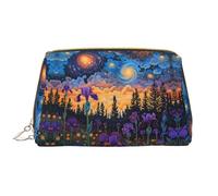 Buewutiry Grande borsa da viaggio per il trucco, con iris cosmiche al crepuscolo, in pelle PVC, portatile, con cerniera, borsa per la cura della pelle, trousse per trucchi da donna