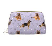 Buewutiry Grande borsa da viaggio per il trucco, con scritta "German Shepherd Dog", in pelle PVC, portatile, con cerniera, borsa per la cura della pelle, trousse per trucchi da donna