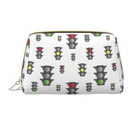 Buewutiry Grande borsa da viaggio per il trucco, graziosa borsa per cosmetici in pelle PVC con motivo a semaforo, portatile, da donna, con cerniera, per la cura della pelle