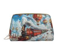 Buewutiry Grande borsa da viaggio per il trucco, in pelle di PVC con mongolfiera, portatile, da donna, con cerniera, per la cura della pelle, trousse per trucchi e articoli da toeletta da donna