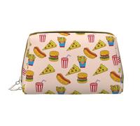 Buewutiry Grande borsa da viaggio per il trucco, in pelle di PVC, per hamburger, pizza, coca cola, borsa per cosmetici da donna, con cerniera, borsa per la cura della pelle, trousse per trucchi da