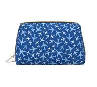 Buewutiry Grande borsa da viaggio per il trucco, motivo: aeroplani nel cielo, in pelle PVC, portatile, per donne, con cerniera, per la cura della pelle, trousse da toilette da donna