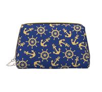 Buewutiry Grande borsa da viaggio per trucchi, con ancore e nautica, in pelle PVC, portatile, per donne, con cerniera, per la cura della pelle, trousse per trucchi e articoli da toeletta da donna