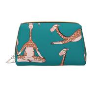 Buewutiry Grande borsa da viaggio per trucchi, con giraffe che fanno vari tipi di yoga, in pelle PVC, portatile, con cerniera, borsa per la cura della pelle, trousse per trucchi da donna