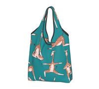 Buewutiry Grande borsa tote da donna, leggera, con giraffe che fanno vari yoga, riutilizzabili, per la spesa, per la spesa, per lavoro, spiaggia, viaggi, con manici