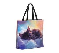 Buewutiry Grande borsa tote da donna, riutilizzabile, con cerniera, borsa da spiaggia da donna, borsa da spiaggia colorata con gatto che dorme, borsa per mamma, adatta per ospedale, spiaggia, viaggi