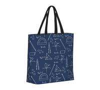 Buewutiry Grande borsa tote da donna, riutilizzabile, con cerniera, borsa da spiaggia per donne, stampa matematica, righello blu, borsa per mamma, adatta per ospedale, spiaggia, viaggi, shopping