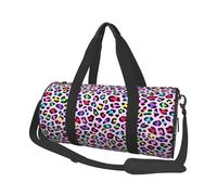 Buewutiry Grande borsone da viaggio, alla moda, con leopardo arcobaleno, rosa, borsa da palestra per donne e uomini, borsa da viaggio pieghevole per donne e uomini, con tasche multiple con cerniera