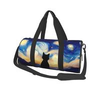 Buewutiry Grande borsone da viaggio, con gatto sotto il cielo stellato, borsa da palestra per donne e uomini, borsa da viaggio pieghevole per donne e uomini, con tasche multiple con cerniera