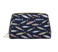 Buewutiry Grande trousse da viaggio per cosmetici, in pelle PVC color sardina, portatile, da donna, con cerniera, per la cura della pelle, trousse per trucchi e articoli da toeletta