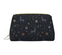 Buewutiry Grande trousse da viaggio per cosmetici, in pelle PVC, con cerniera, per la cura della pelle, per la cura della pelle, con motivo di cervo, con costellazione del sole, da donna