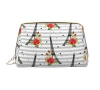 Buewutiry Grande trousse da viaggio - Torri Eiffel rosa in pelle PVC portatile per cosmetici da donna con cerniera, borsa per la cura della pelle, trousse per trucchi da donna