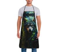 Buewutiry Grembiuli colorati in stile realistico con lupo uno chef per uomini e donne, grembiuli resistenti all'olio per cucinare, barbecue grigliate grembiuli da cucina