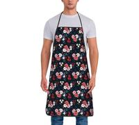 Buewutiry Grembiuli da cuoco per uomini e donne con fiori di rosa blu, rosa rossa, grembiuli da cucina resistenti all'olio, per cucinare, barbecue e grigliate