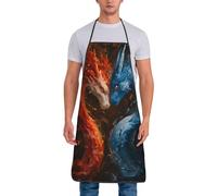 Buewutiry - Grembiuli da cuoco rosso e blu Fire Dragon F per uomo e donna - Grembiuli resistenti all'olio per cucina, barbecue e griglia
