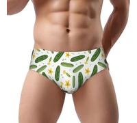 Buewutiry - Intimo da uomo - Fiore di cetriolo elastico traspirante dal taglio classico, biancheria intima bikini da uomo, Nero , S