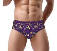 Buewutiry - Intimo da uomo - Mardi Gras and Donuts - Stretch traspirante taglio classico - Slip bikini da uomo, Nero , M