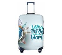 Buewutiry Let'S Go Travel Around The World, copertura protettiva per valigia, lavabile, per bagagli da 45,7 a 81,7 cm, Nero , L