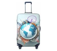 Buewutiry Let'S Go Travel Around The World, copertura protettiva per valigie da viaggio, antigraffio, adatta per bagagli da 45,7 a 81,7 cm, Nero , S
