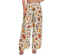 Buewutiry Palazzo Pantaloni larghi da donna con gambe larghe, pantaloni larghi per il Ringraziamento con cibo casual, Stile 17, S