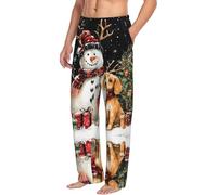Buewutiry Pantaloni da pigiama da uomo con tasche, motivo: Buon Natale n. 229, comodi pantaloni da uomo per pigiama, pantaloni da riposo morbidi da uomo, Nero , L