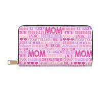 Buewutiry Portafogli sottili in pelle per donne e uomini, con cerniera, con scritta "Best Mom ever"