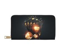 Buewutiry Portafogli sottili in pelle per donne e uomini, poker creativo portafoglio per carte da poker per donne uomini con cerniera