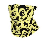 Buewutiry Scaldacollo per uomo e donna - sciarpa nera con gatto astratto carino passamontagna maschera per il viso bandana sciarpa per il collo
