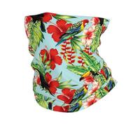 Buewutiry Scaldacollo per uomo e donna - Simpatico tucano pappagallo fiori foglie sciarpa per la testa passamontagna maschera per il viso bandana sciarpa per il collo