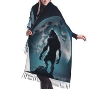 Buewutiry Scialle da donna a forma di guerriero e lupo luna, taglia grande, per autunno e inverno, sciarpa alla moda da donna