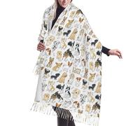 Buewutiry Scialle Wrap per le donne - I Love Dogs_Una coperta oversize autunno inverno sciarpa alla moda per le donne