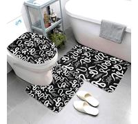 Buewutiry Set di 3 tappeti da bagno a forma di serpente bianco, assorbenti, lavabili, a forma di U, tappetino per il contorno del WC, tappetino da doccia, tappetino da bagno per vasca da bagno e WC