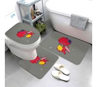 Buewutiry Set di 3 tappeti da bagno assorbenti e lavabili, a forma di U, con dinosauri, super eroi, tappetini da bagno per vasca da bagno e WC