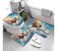 Buewutiry Set di 3 tappeti da bagno assorbenti e lavabili, a forma di U, morbidi tappetini da doccia per vasca da bagno e WC