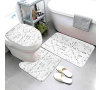 Buewutiry Set di 3 tappeti da bagno con stampa matematica, tappetini da bagno assorbenti e lavabili, a forma di U, tappetini per il contorno del WC, morbidi tappetini da doccia, tappetino da bagno per