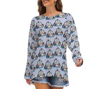 Buewutiry T-shirt da donna a maniche lunghe con motivo auto della polizia, vestibilità larga, scollo rotondo, maglietta basic, stile-29, XL