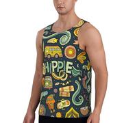 Buewutiry T-shirt senza maniche da allenamento da uomo colorate magliette hippy senza maniche ad asciugatura rapida per gli uomini con corsa, Nero, M